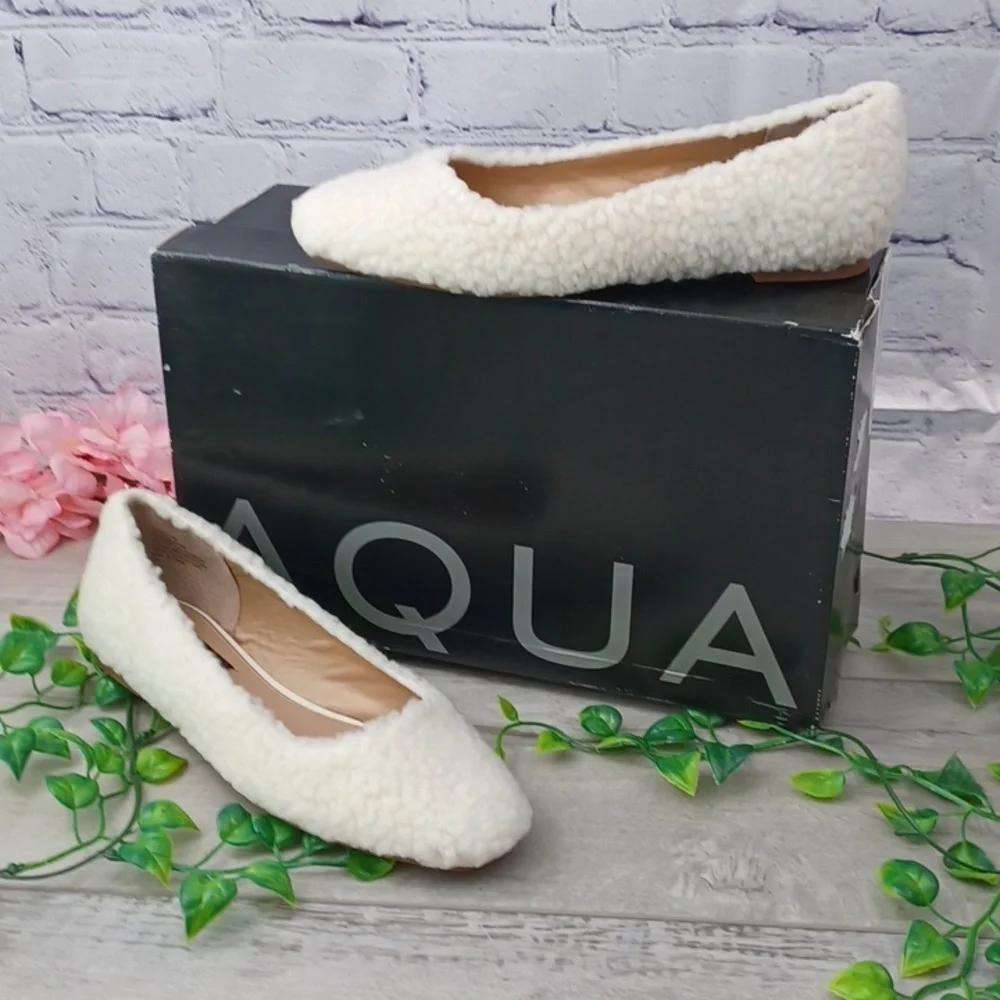 Aqua Ellie Faux Fur Ballet Flat NIB